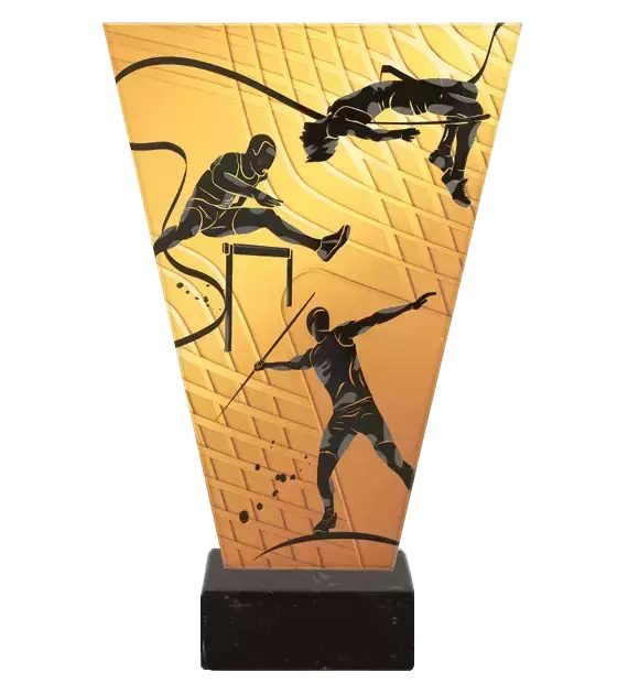 Zdjęcie produktu Monochromatyczne trofeum szklane na podstawie marmurowej - LEKKOATLETYKA VL1-B/ATH/BK