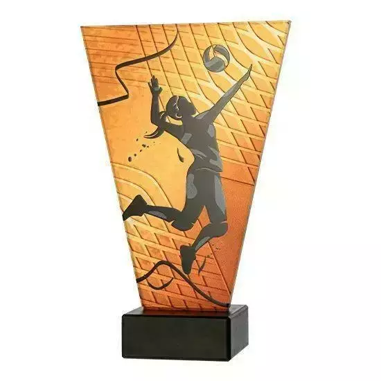 Zdjęcie produktu Monochromatyczne trofeum szklane na podstawie marmurowej - SIATKÓWKA VL1-A/VOL1/BK