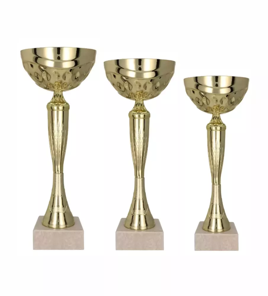 Zdjęcie produktu Zestaw pucharów - Puchar metalowy złoty - TYSIL 9059ABC  - TABLICZKI OPISOWE W CENIE 