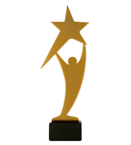 Zdjęcie produktu Trofeum metalowe z marmurową podstawą - Człowiek + gwiazda ML-STA2