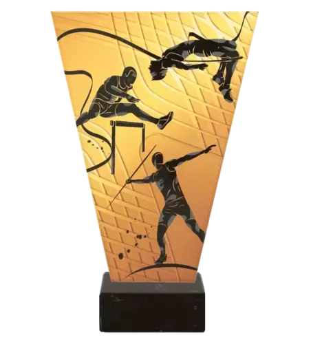 Zdjęcie produktu Monochromatyczne trofeum szklane na podstawie marmurowej - LEKKOATLETYKA VL1-B/ATH/BK