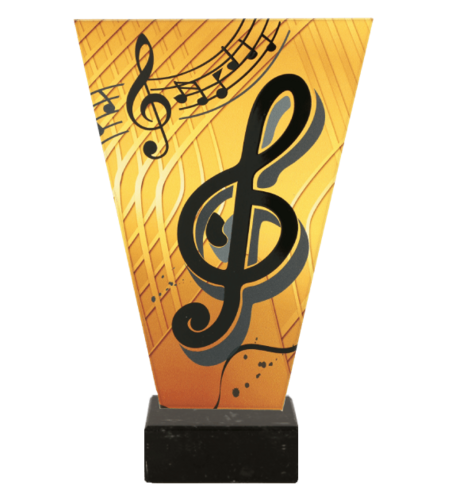 Zdjęcie produktu Monochromatyczne trofeum szklane na podstawie marmurowej - MUZYKA VL1-B/MUS/BK