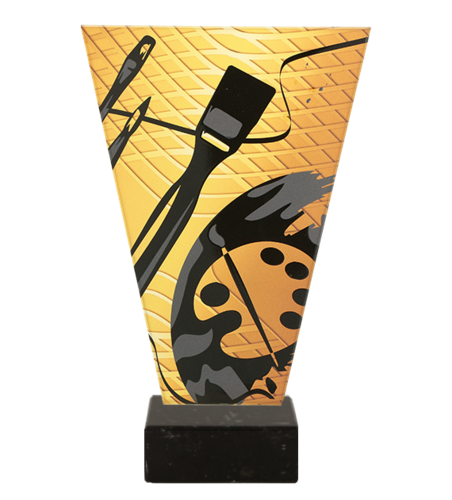 Zdjęcie produktu Monochromatyczne trofeum szklane na podstawie marmurowej - MALARSTWO VL1-A/PAI/BK