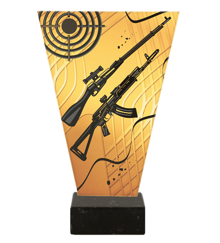 Zdjęcie produktu Monochromatyczne trofeum szklane na podstawie marmurowej - STRZELECTWO BROŃ DŁUGA VL1-B/SHO2/BK