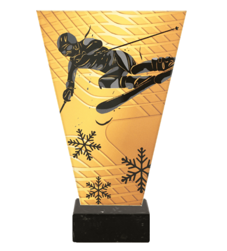 Zdjęcie produktu Monochromatyczne trofeum szklane na podstawie marmurowej - NARCIARSTWO ZJAZD VL1-B/SKI2/BK
