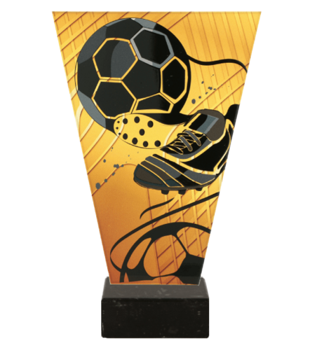 Zdjęcie produktu Monochromatyczne trofeum szklane na podstawie marmurowej - PIŁKA NOŻNA PIŁKA BUT VL1-A/SOC3/BK