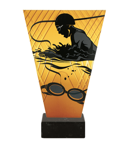 Zdjęcie produktu Monochromatyczne trofeum szklane na podstawie marmurowej - PŁYWANIE VL1-B/SWI/BK