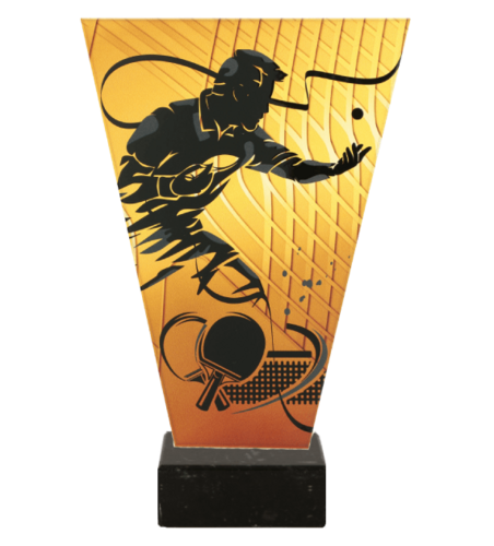 Zdjęcie produktu Monochromatyczne trofeum szklane na podstawie marmurowej - TENIS STOŁOWY VL1-B/TAB/BK