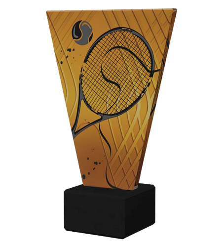 Zdjęcie produktu Monochromatyczne trofeum szklane na podstawie marmurowej - TENIS ZIEMNY VL1-A/TEN3/BK
