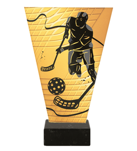 Zdjęcie produktu Monochromatyczne trofeum szklane na podstawie marmurowej - UNIHOKEJ VL1-A/UNI/BK