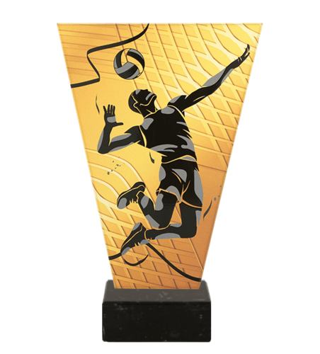 Zdjęcie produktu Monochromatyczne trofeum szklane na podstawie marmurowej - SIATKÓWKA VL1-A/VOL/BK