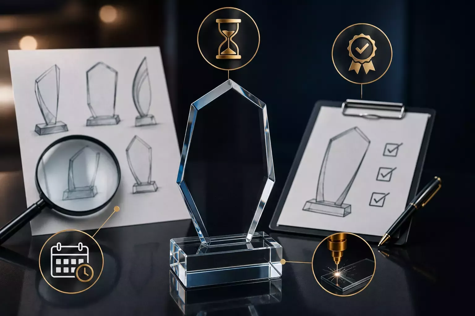 Błędy przy zamawianiu statuetek szklanych na wydarzenia firmowe i jak ich uniknąć (terminy, wzory, treść graweru)