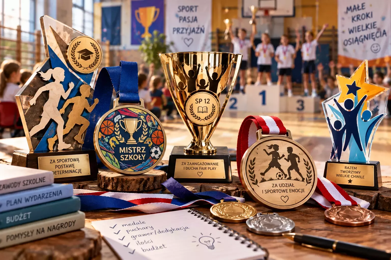 Zdjęcie newsa Personalizowane puchary i medale na zawody szkolne – czy naprawdę warto i jak zaplanować trofea w rozsądnym budżecie (praktyczny poradnik dla nauczycieli i organizatorów) Dlaczego w ogóle inwestować w trofea na zawody szkolne?